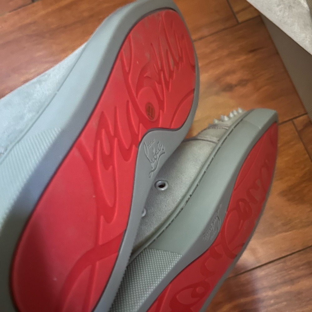 Christian Louboutin Gray and Red Sneakers